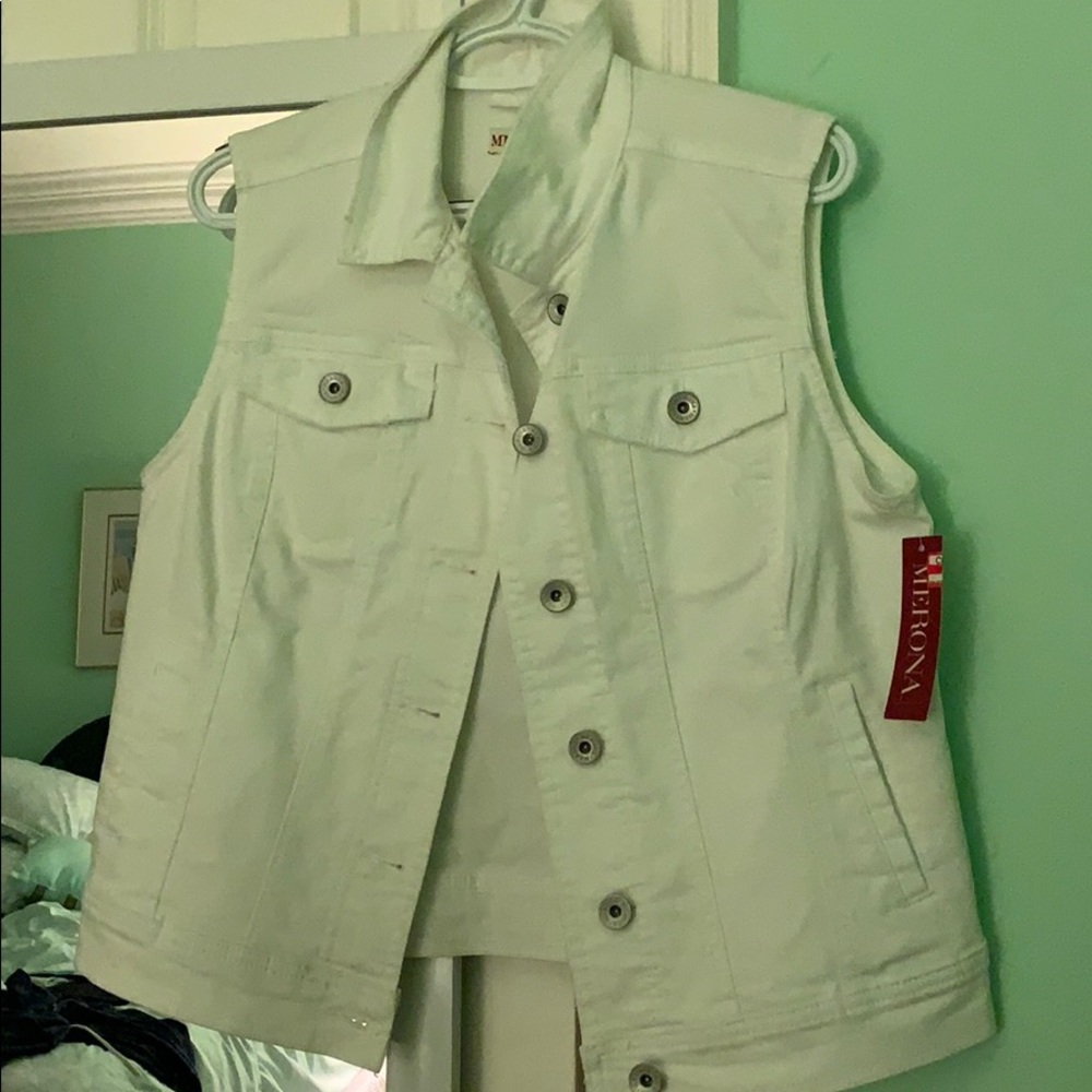 White vest jean jacket